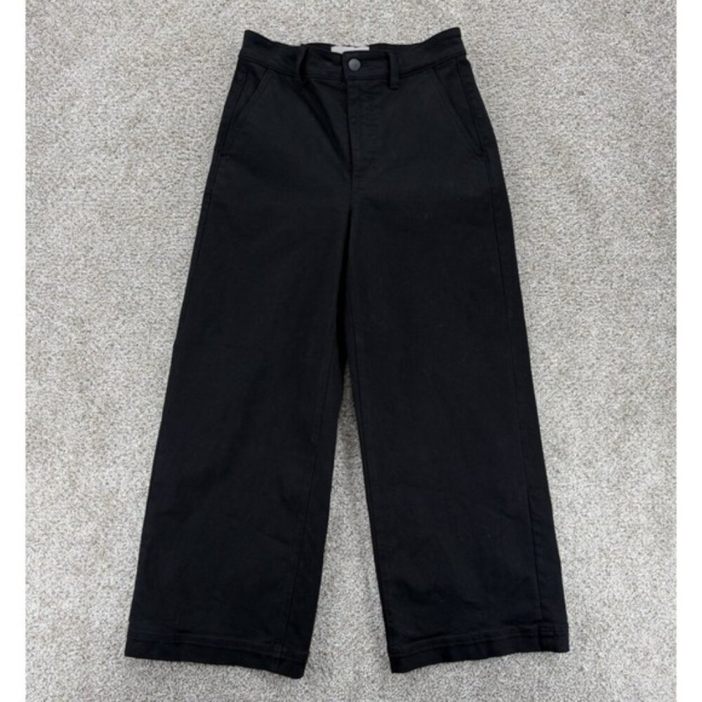 Everlane Cropped Wide Leg Pants Size 4 Regular Black Stretch Denim Heavyweight